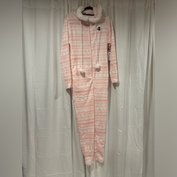BearPaw Other - BearPaw Pink Fair Isle Cozy Hooded Jumpsuit